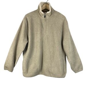 Men’s Taylor & Henry Beige 1/4 Zip Pullover Fleece Sweater Size Medium